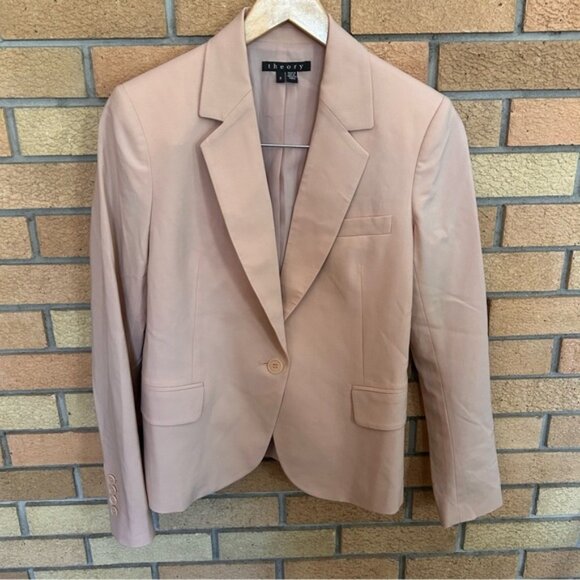 Theory Blush Pink 100% Wool Single Button Blazer Women’s Size 0 - Picture 1 of 7